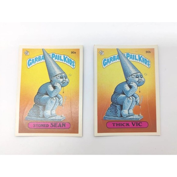 1986 Topps Garbage Pail Kids Series 3 90a & 90b Stoned Sean & Thick Vic Set Lot - Picture 2 of 4